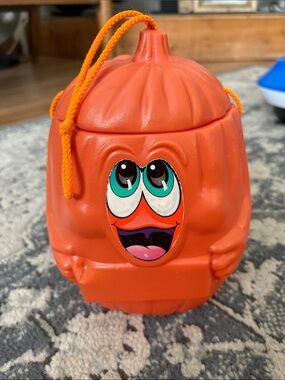 Mars Milky Way Pumpkin Halloween Blow Mold Trick Treat Bucket Jack O Lantern 9"